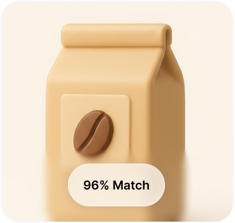 Specialty coffee bag with 96% personalized match score from Siip taste algorithm